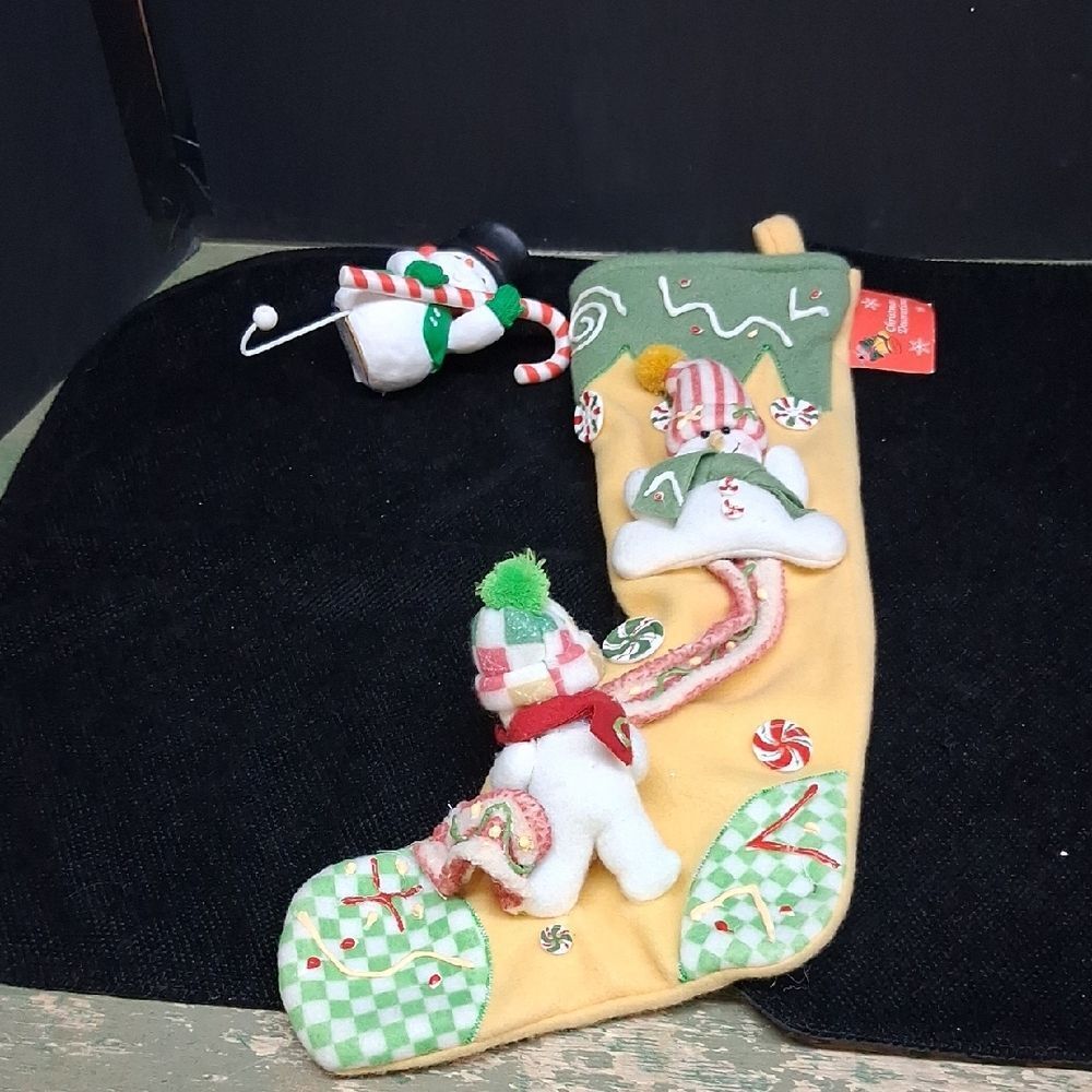 Snowman Christmas felt stocking‎ with holder